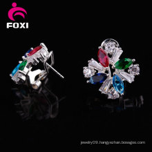 Wuzhou Foxi AAA CZ Fashion Jewelry Plated Gold Stud Earring